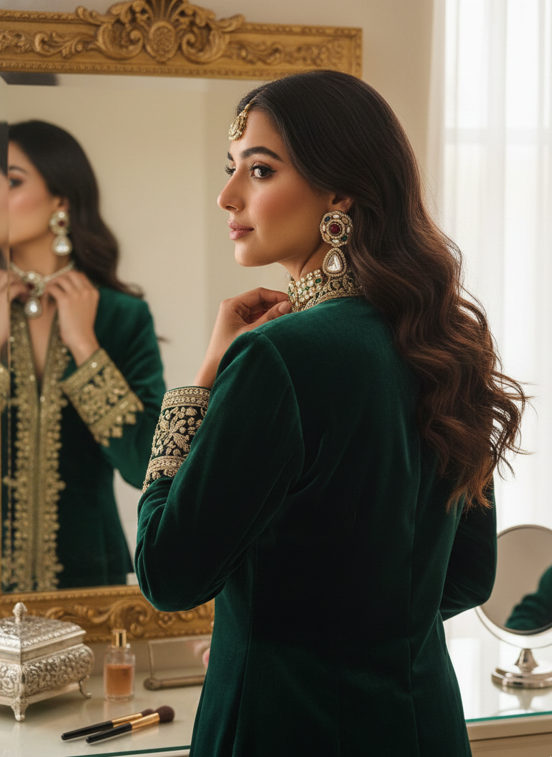 Regal Ruby & Pearl Festive Necklace Set