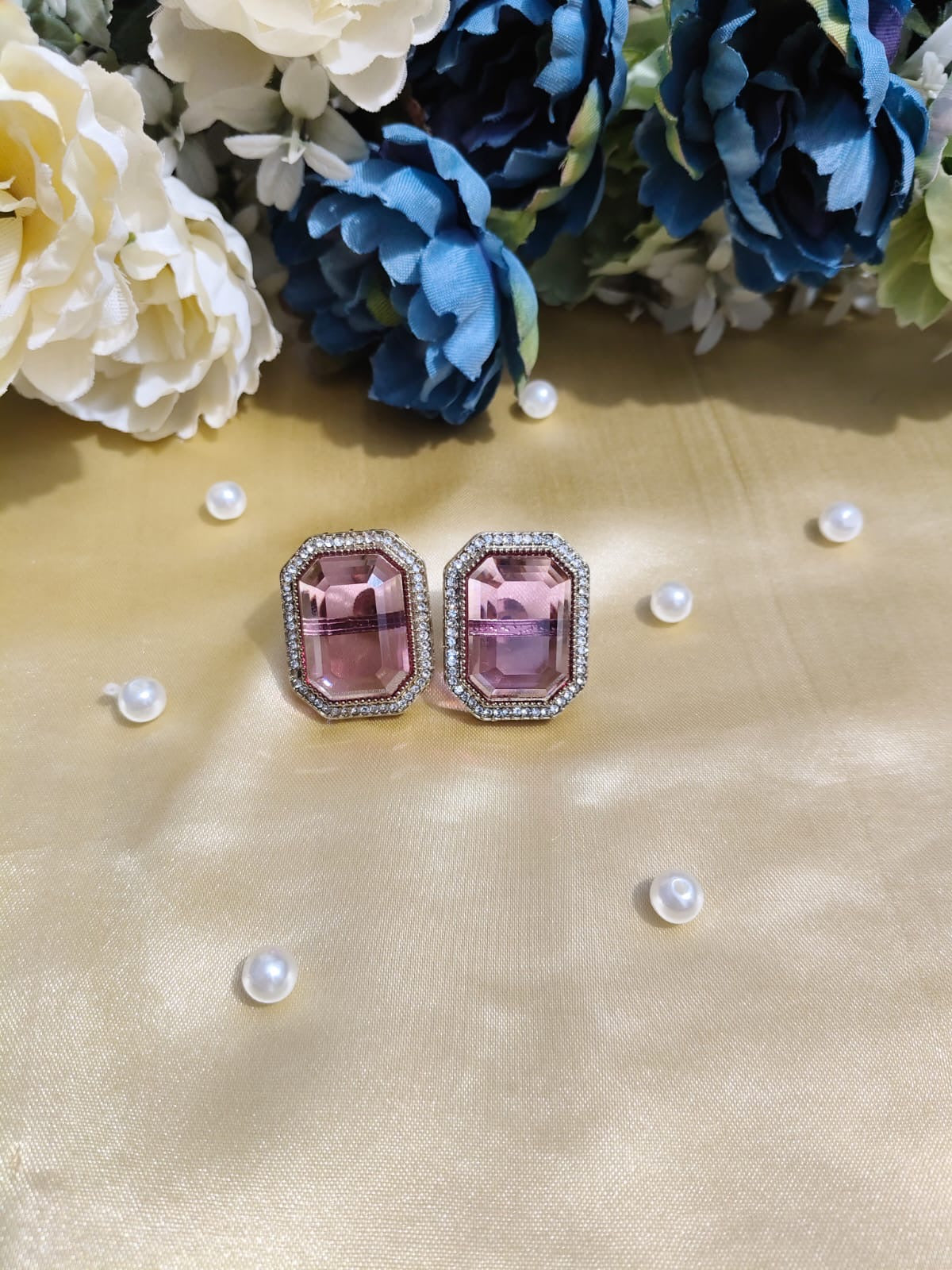 Blush Royale Octagon Stud Earrings